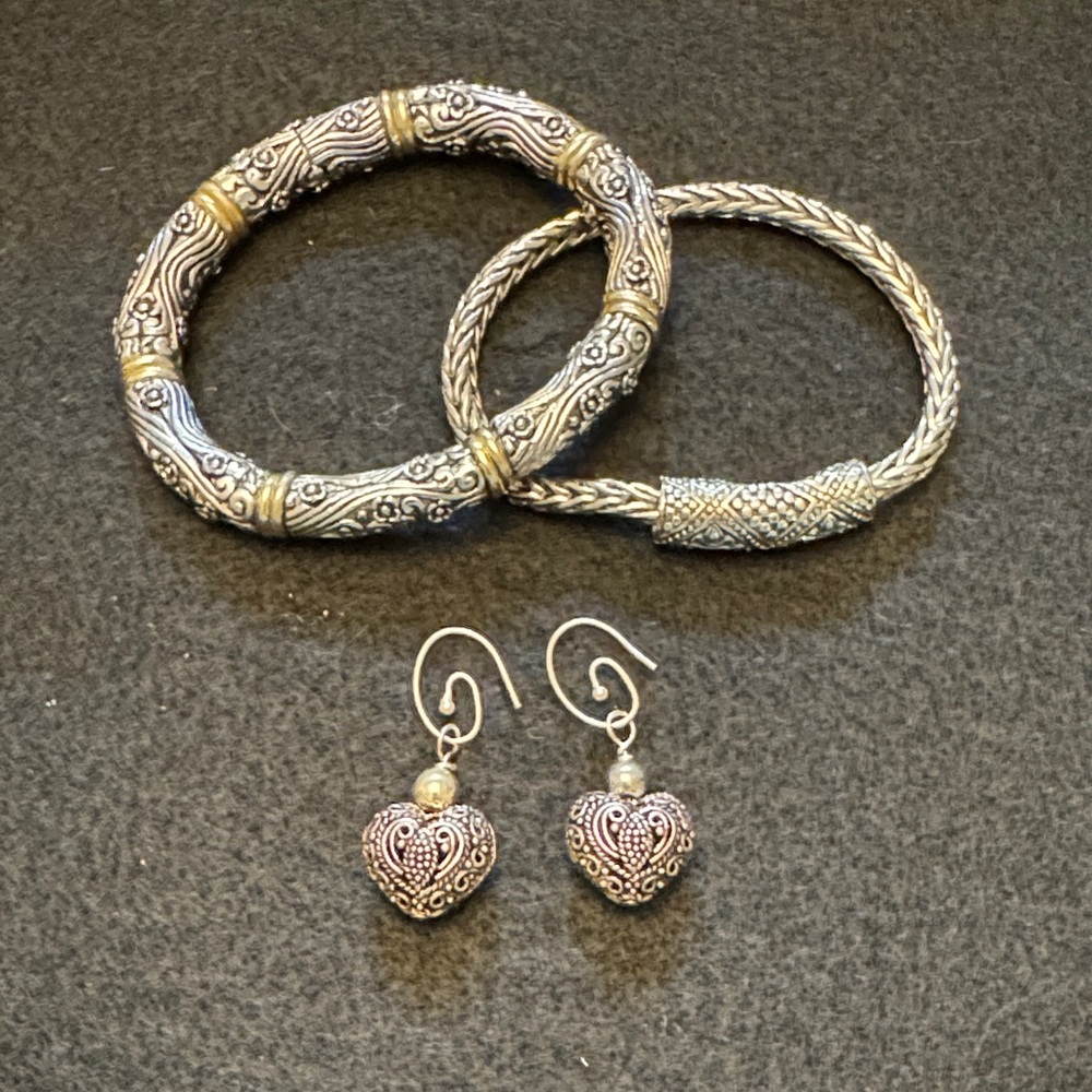 Brighton like Silver and Gold Bracelet Set with matching earrings!